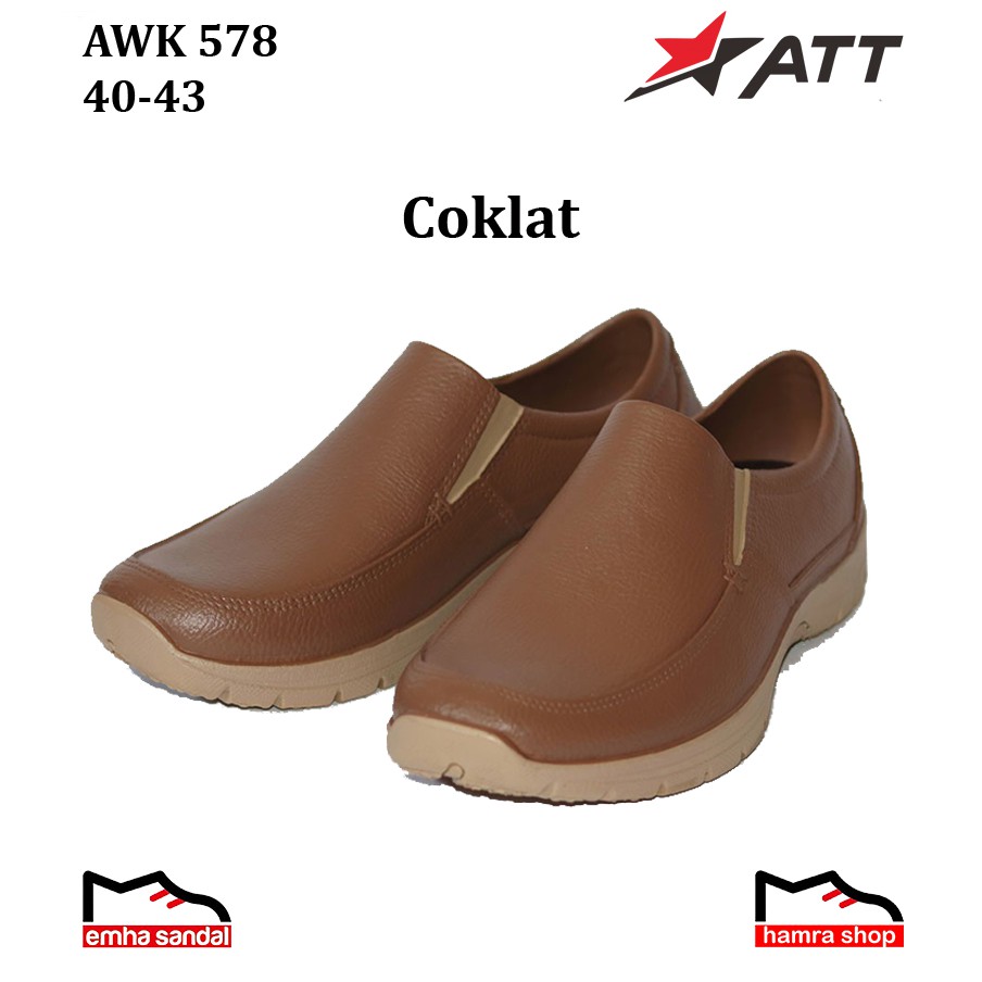 ATT AWK 578 Sepatu Pria Slip On Bahan Karet Original
