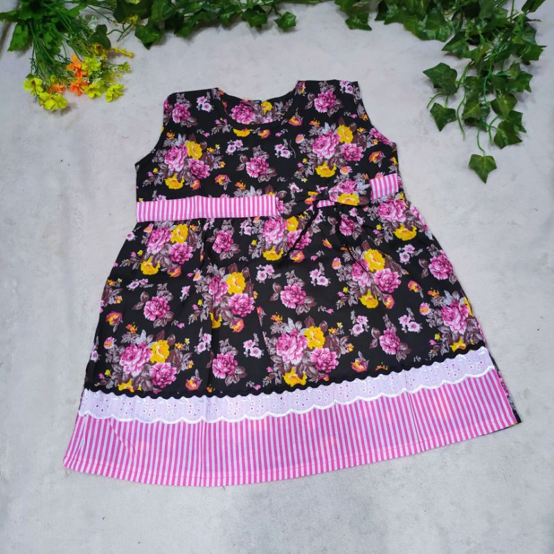 Dress anak 1 2 tahun baju anak cewek perempuan gaun harian anak shabby bunga ( dress ReLA bunga )