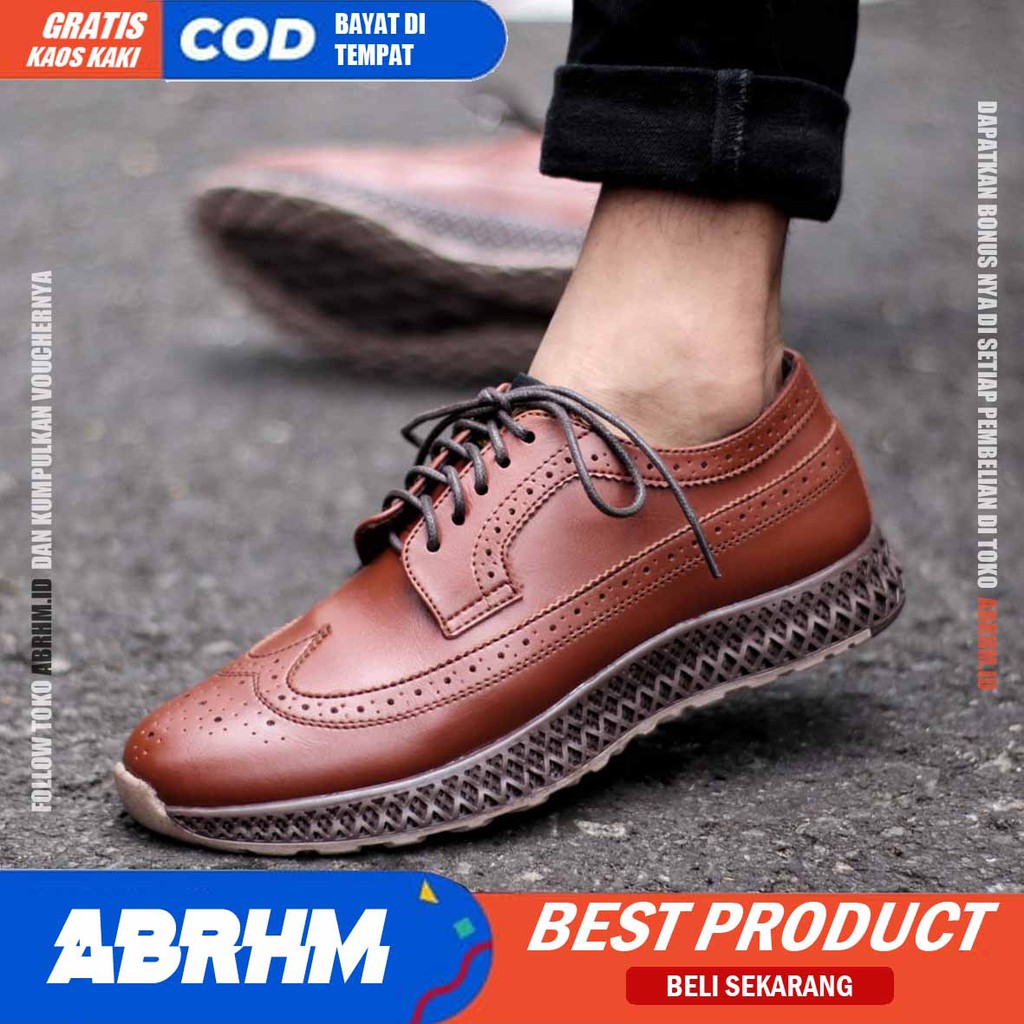 ABRHM x JHON Sepatu Casual Pria Sepatu Kasual Pria Kulit Pu Kerja Sepatu Pria Casual Original Sepatu Semi Formal Kuliah Kondangan Gaya keren Kekinian Murah Terlaris