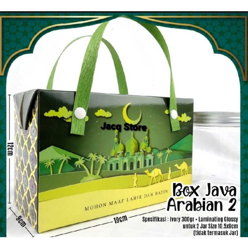 

Dus Lebaran - Box Lebaran - Packaging Lebaran Idul Fitri 2 jar Hijau