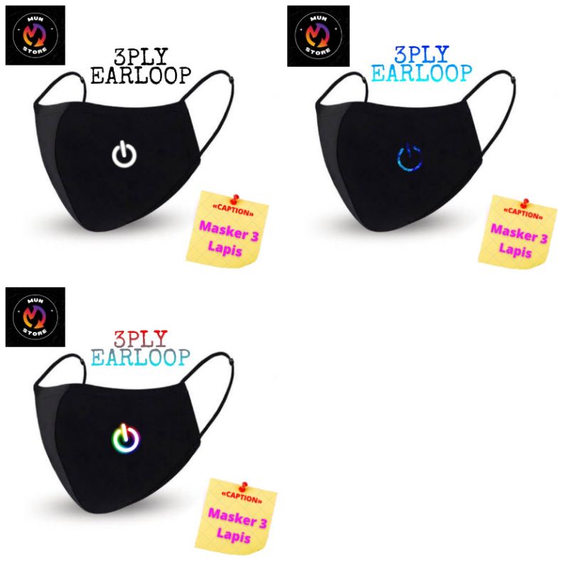 Masker Kain Logo Button Power / Ply / Earloop,Sablon