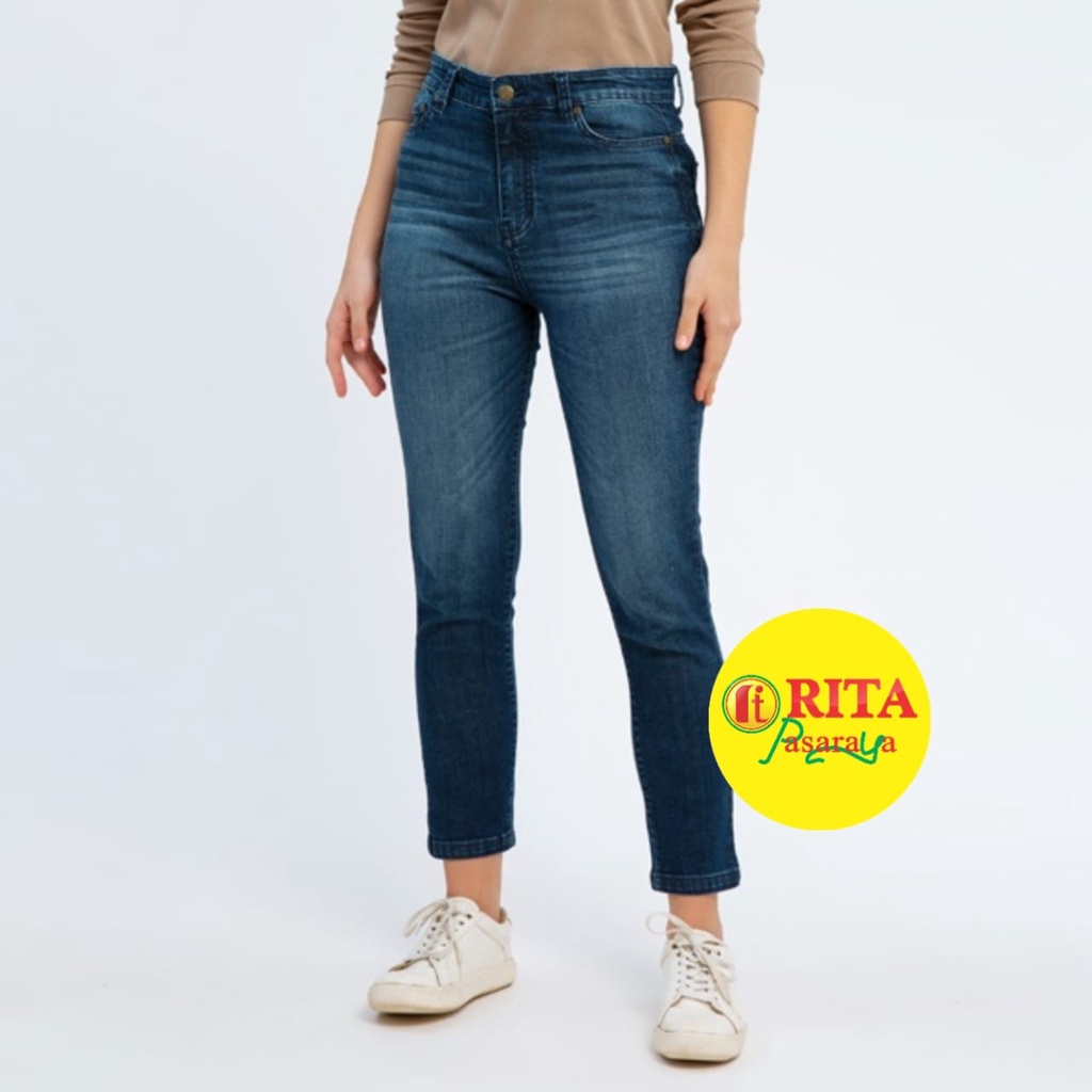 Geela Dark Wash Straight Jeans / Celana Jeans / Celana Jeans Wanita