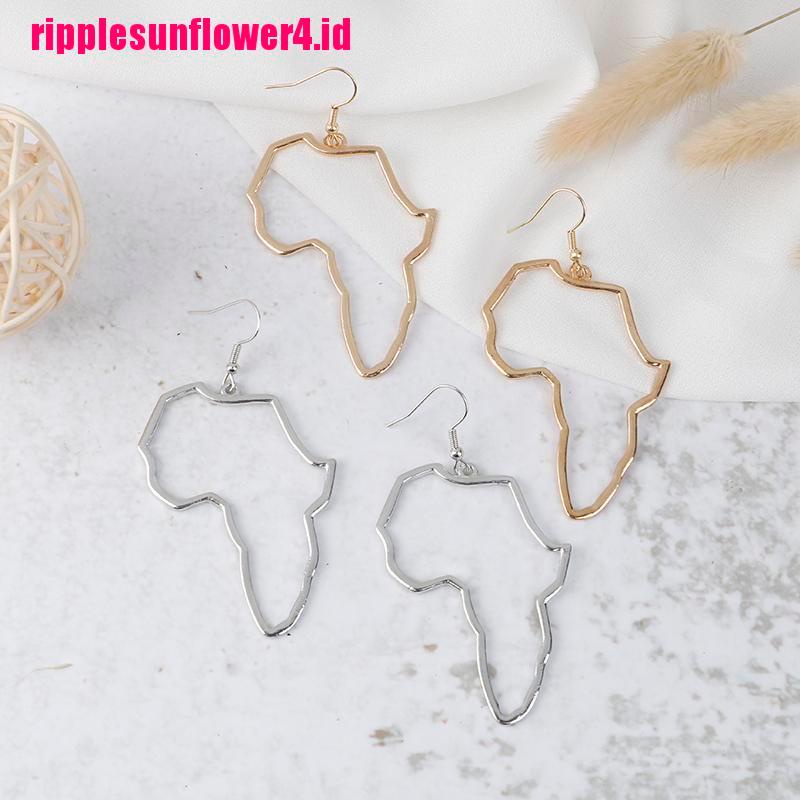 Anting Kait Gantung Bahan Alloy Desain Peta Afrika Gaya Etnik