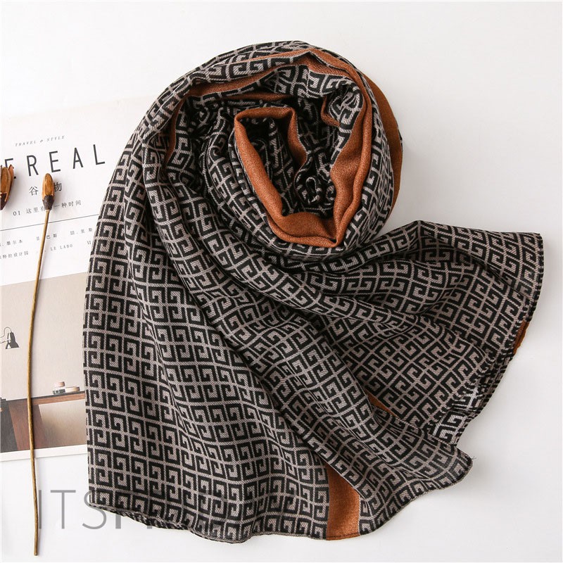 ITSFRIDAY DENA Scarf  - Premium Pashmina Shawl Selendang Syal Pasmina Hijab Import Motif Black