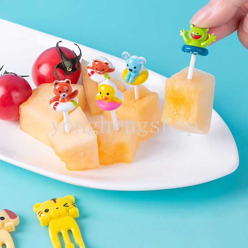 1 Set Garpu Buah / Dessert Mini Desain Kartun Hewan Untuk Perlengkapan Pesta Anak