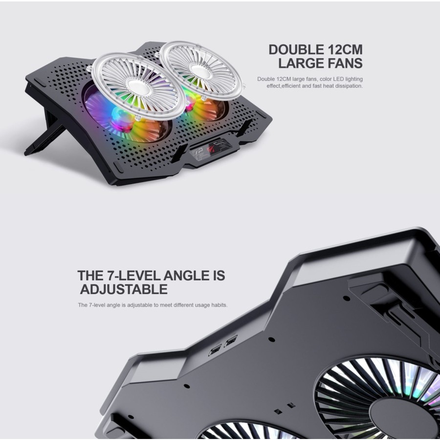 HAVIT Cooling Pad HV-F2072 For Laptop 14-17 Inchi 2 Fan RGB Lighting