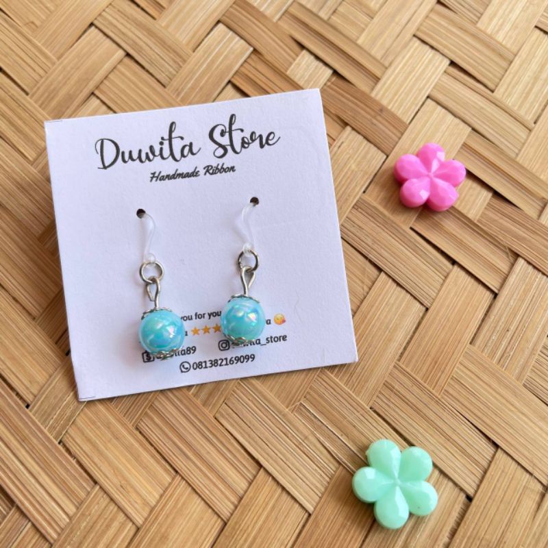 HANDMADE ANTING ANAK/DEWASA KAITAN PLASTIK MOTIF MUTIARA MINI