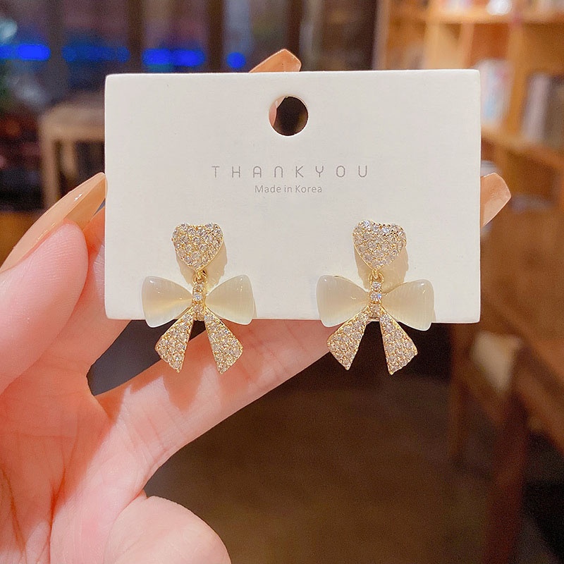 Anting Tusuk Sterling silver 925 Desain Pita Hias Batu Opalberlian Mewah Untuk Wanita