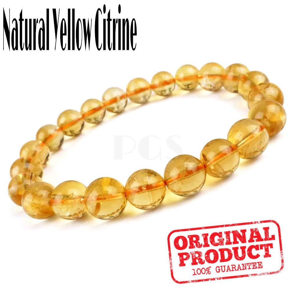 GELANG PREMIUM NATURAL BATU PERMATA YELLOW CITRINE QUARTZ ORIGINAL BERGARANSI