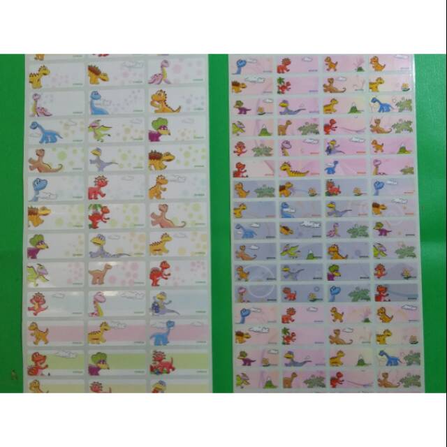 

DINO Stiker label nama waterproof anti air murah