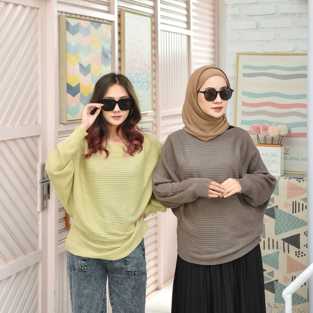 Rajut Jumbo XXL LD 130 PJ 60 cm - Rajut Oversize Wanita Batwing Knitt - Sweater Oversize Korea Bahan