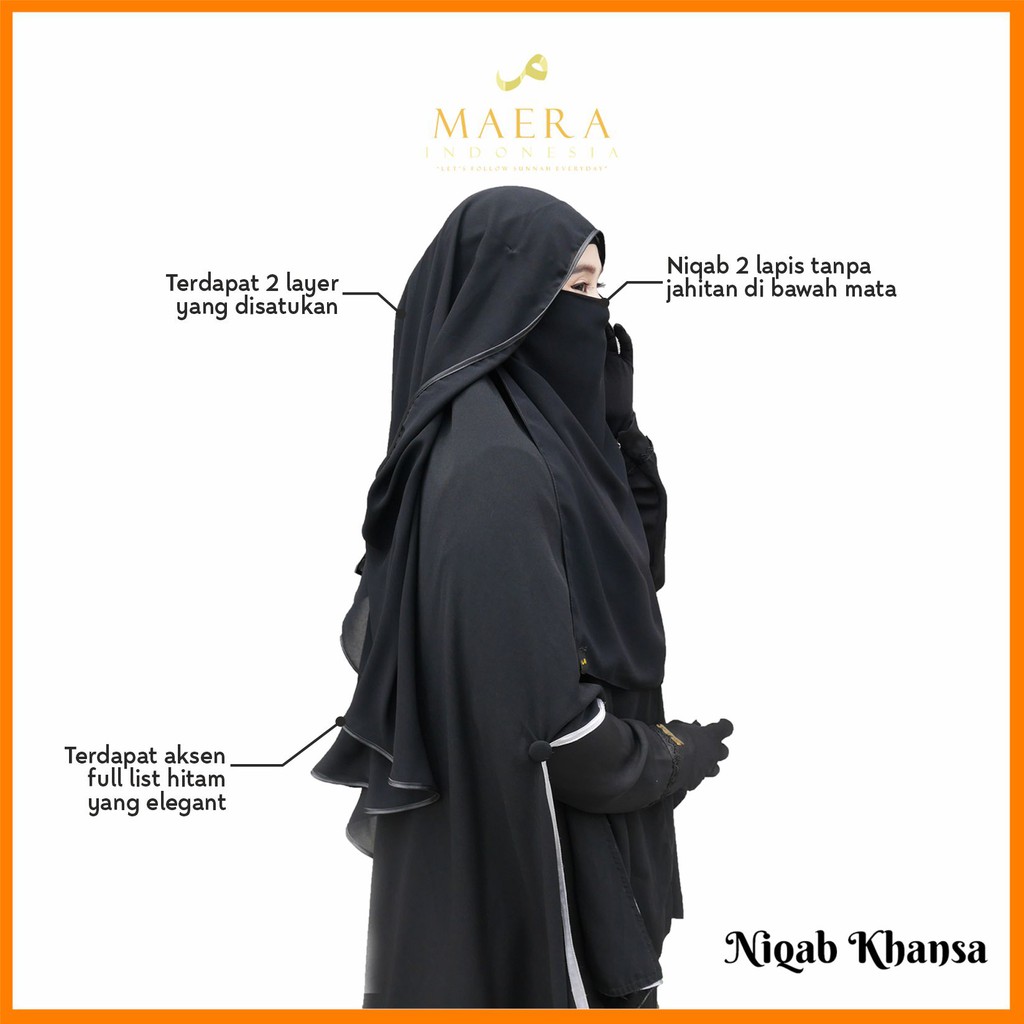 Cadar Niqab Butterfly Bandana Basic 2 layer Sifon Silk Premium KHANSA By Maera