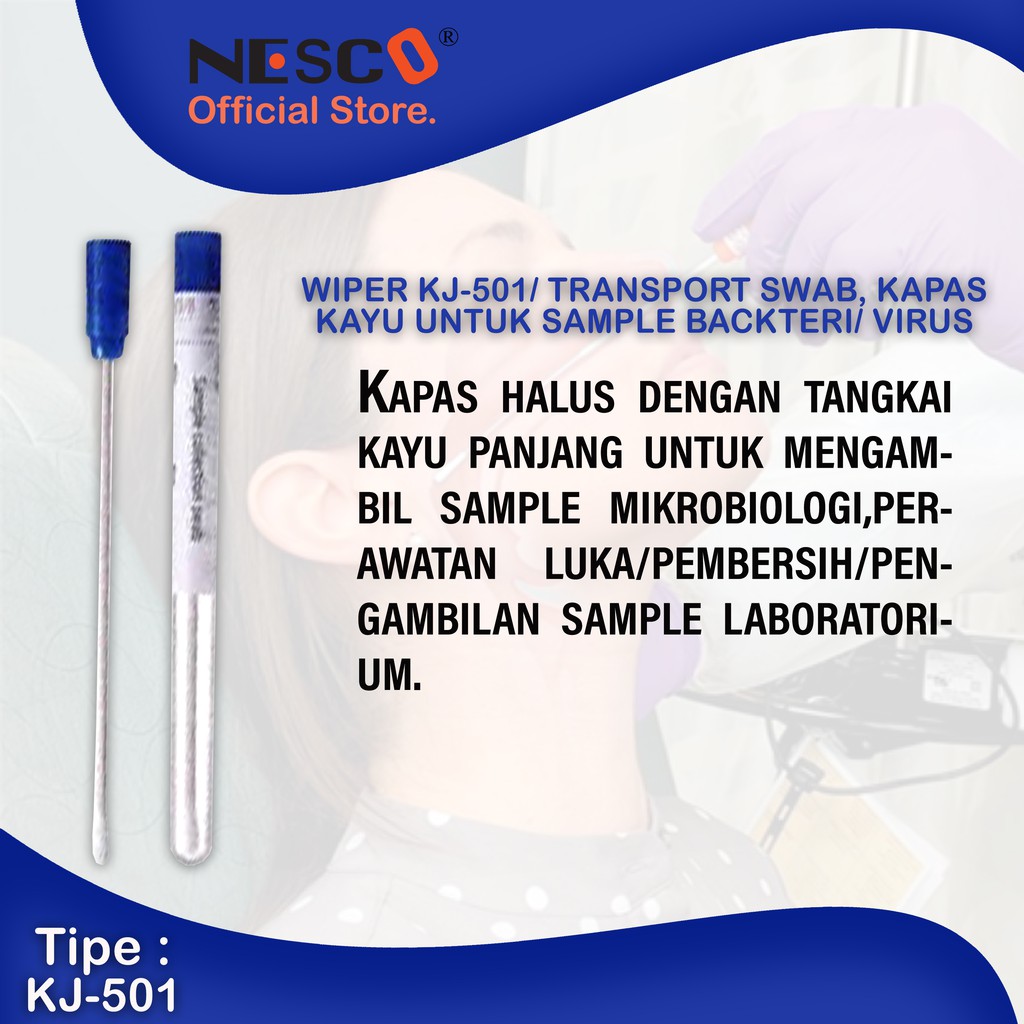 Wiper KJ-501/ Transport Swab, Kapas Kayu untuk Sample Backteri/ virus