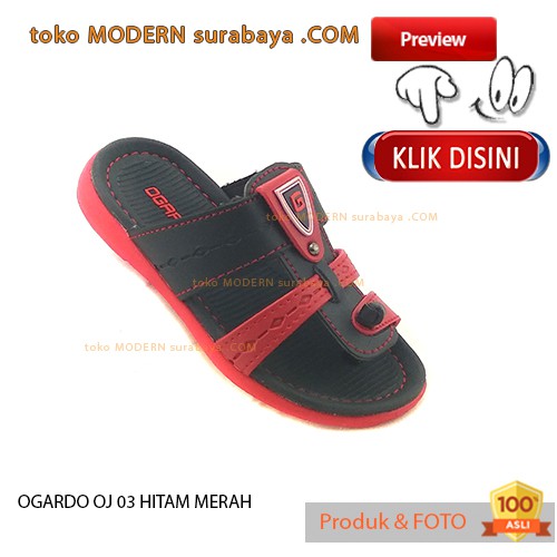 OGARDO OJ 03 HITAM MERAH sendal anak casual flip flop