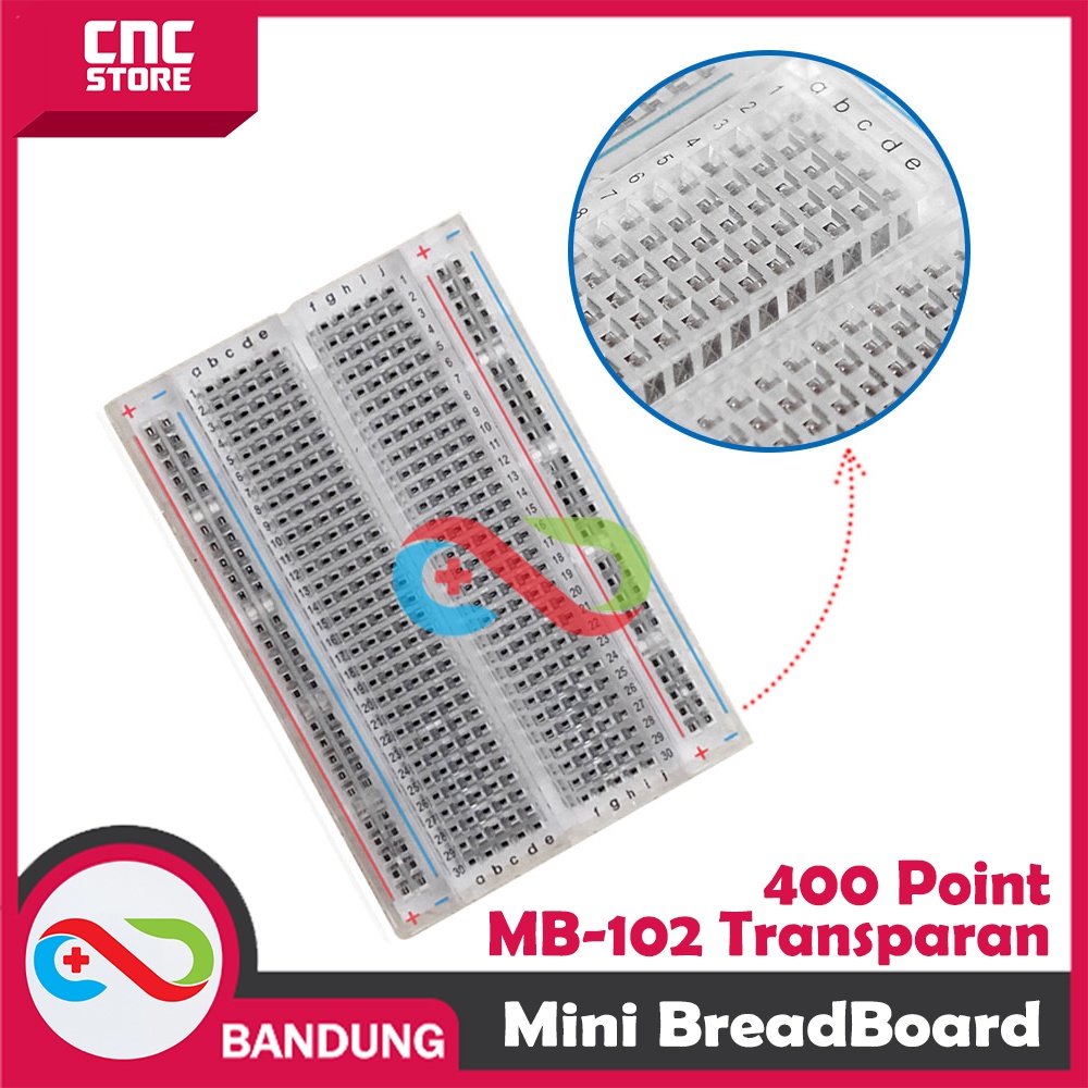 MINI BREADBOARD 400P TRANSPARAN PAPAN PERCOBAAN PROTOBOARD MB-102 DIY