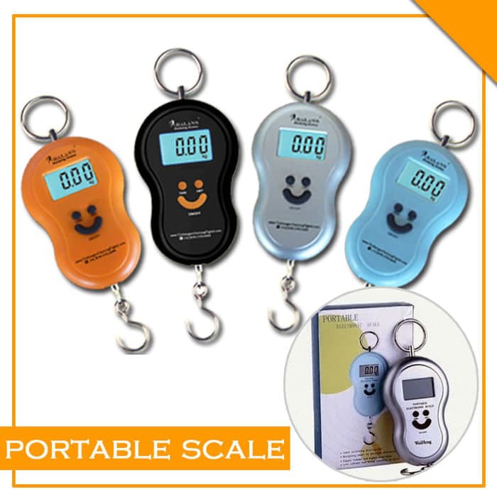 Timbangan Digital Gantung Backlight Portable Scale Smile 50 Kg ( Ada Lampu Cahaya Biru di Layarnya )