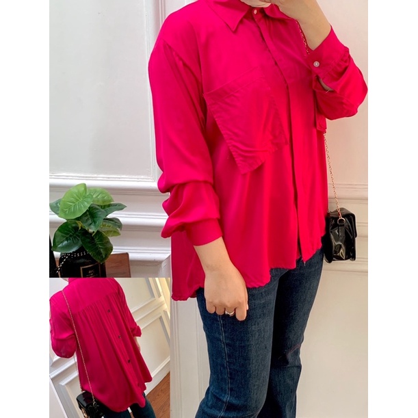 ABELIA BLOUSE TWILL || BLOUSE POCKET 2 BELAKANG KANCING