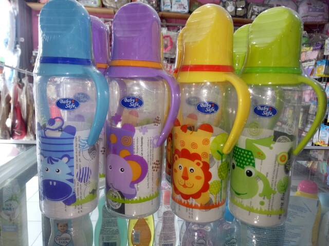 Botol Susu Baby Safe Karaktet Animal Lucu 250 Ml Dengan Pegangan BPA free