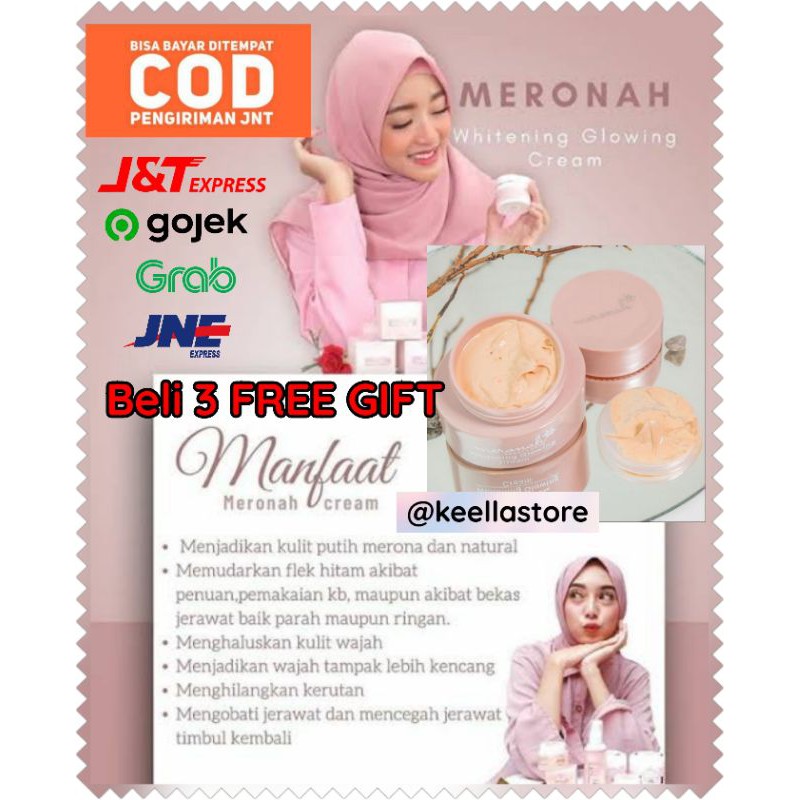 Meronah whitening glowing cream 2in1 krim pelembab wajah glow