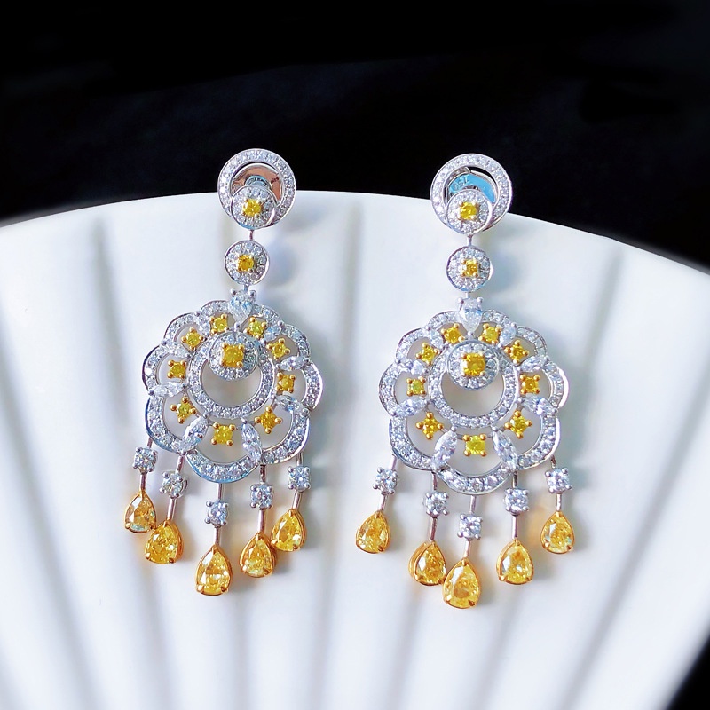 Fashion Luxury Yellow Diamond Bohemian Earrings Luxury Earrings