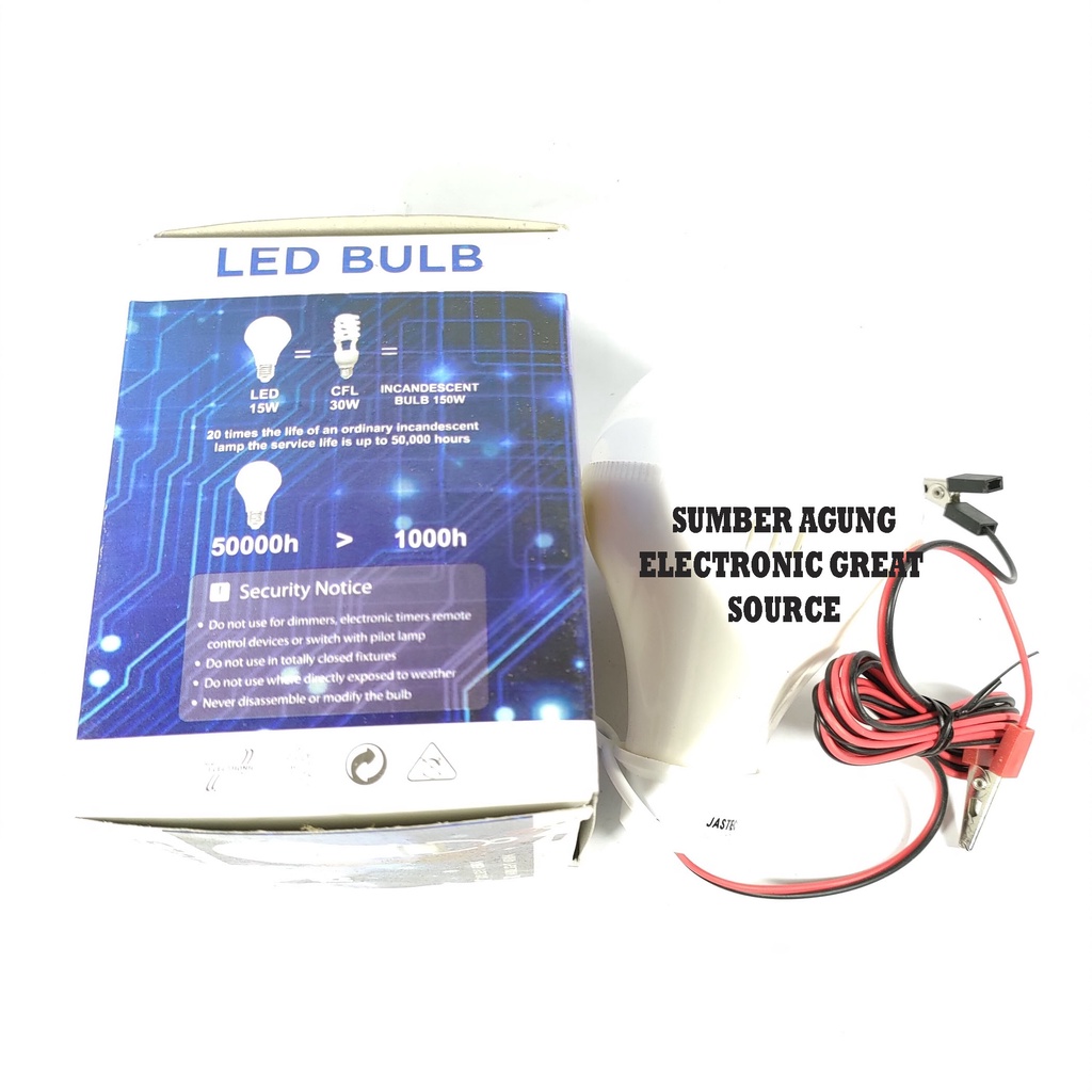 Lampu Aki 15W Jastec DC 12V 15 Watt Lampu Darurat Colok Ke Aki Menyala