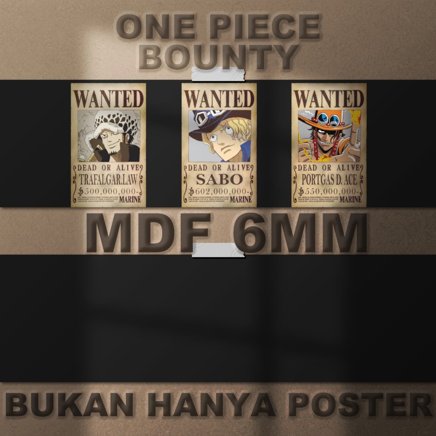 One Piece Wanted Bounty Poster Onepiece Poster Kayu Pajangan Dinding