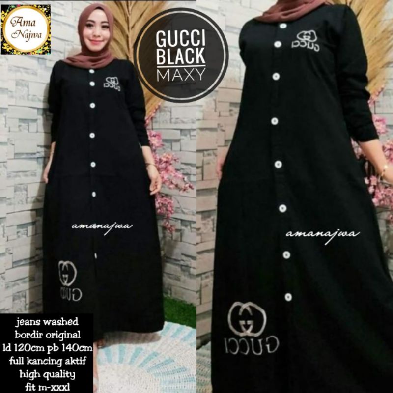 GAMIS GUCCI BLACK MAXY BY AMA NAJWA