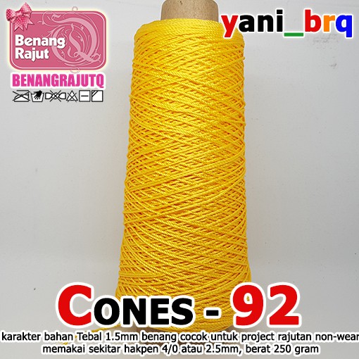 NILON CONES 92 WARNA KUNING TOKO BENANG RAJUT yani_brq