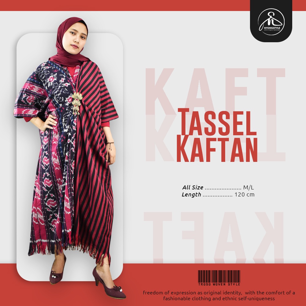 TASSEL KAFTAN / LONG KAFTAN / KAFTAN TENUN / ETHNIC KAFTAN / SIMPLE KAFTAN