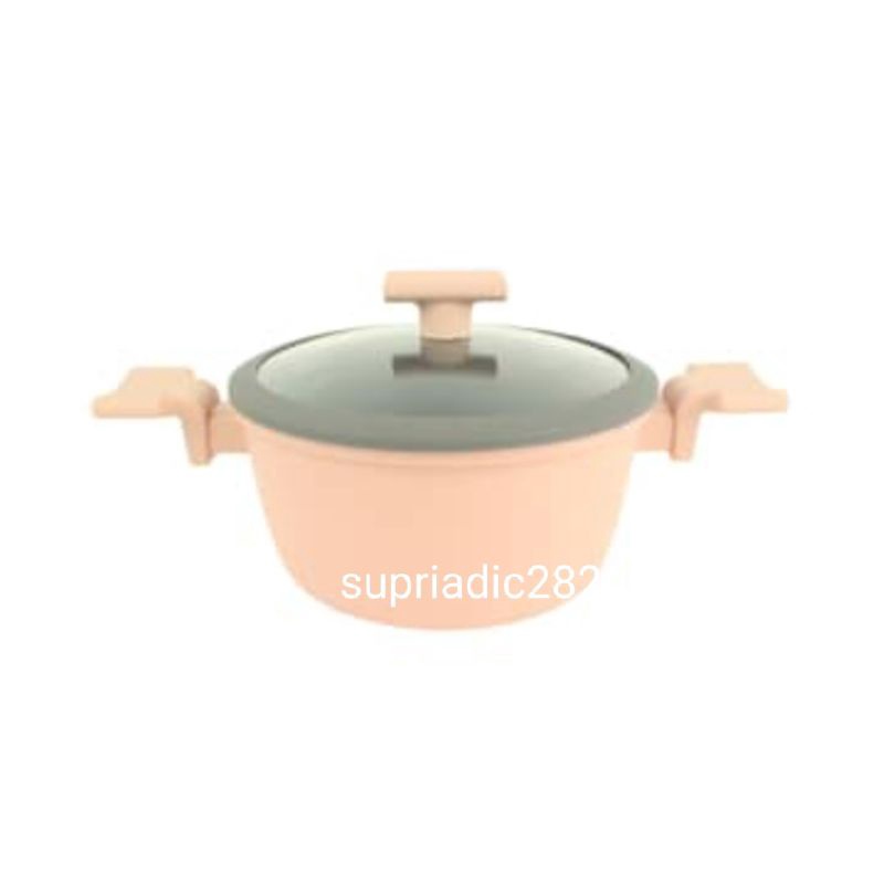 Panci Casserole dgn Tutup kaca 20 cm. pink