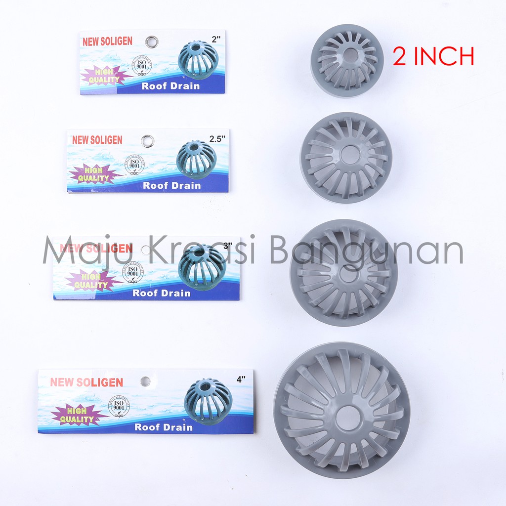 Roof Drain SOLIGEN 2 Inch Saringan Talang Air Pembuangan Hujan Dak Atas Atap PVC Inci 2&quot; 2Inci 2Inch