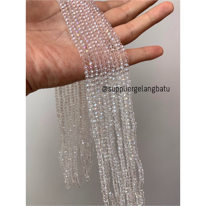 Crystal Ceko Doft 4mm WHITE QUARTZ putih bening manik bakpao rondele