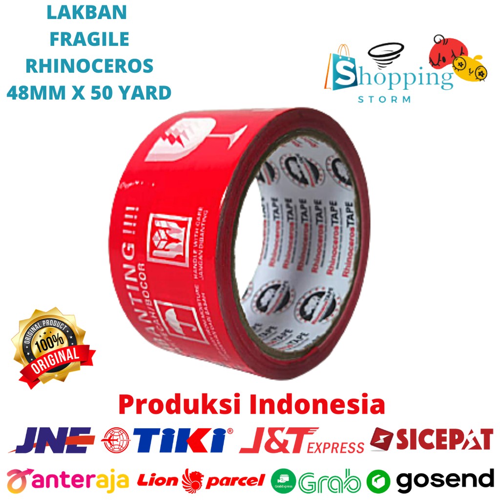 

Lakban Fragile RHINOCEROS Tape Selotip Isolasi Fragile 48MMx50YARD