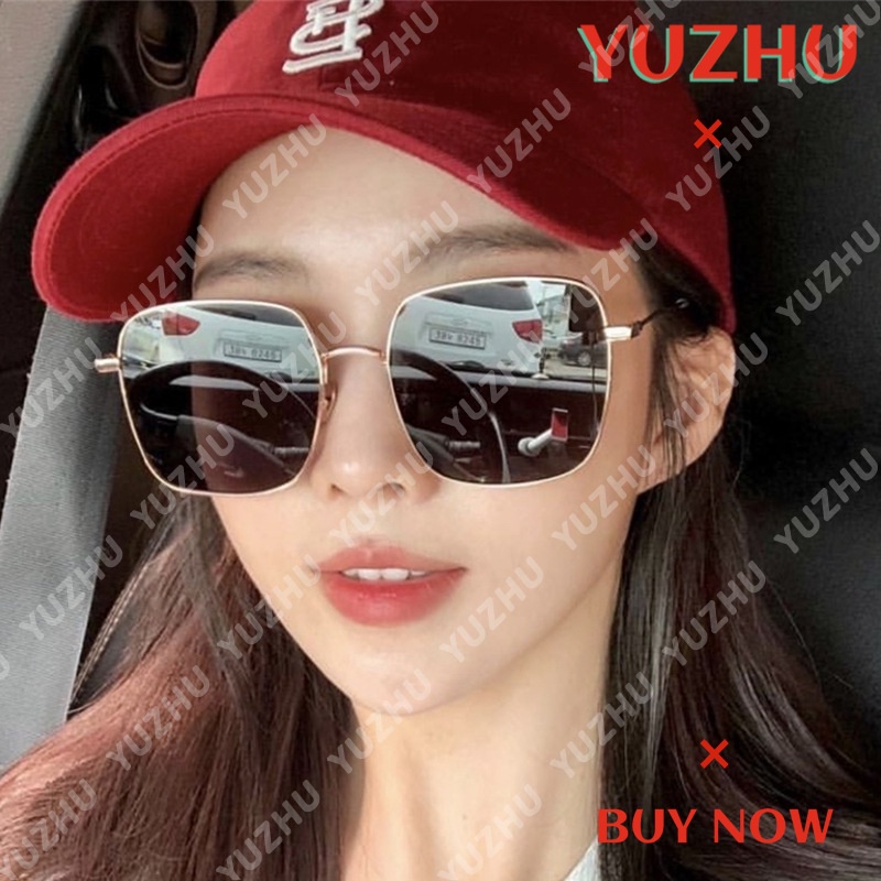 (YUZHU) Bayar di Tempat INS Fashion Square Besi Frame Kacamata Hitam Wanita Sunglasses