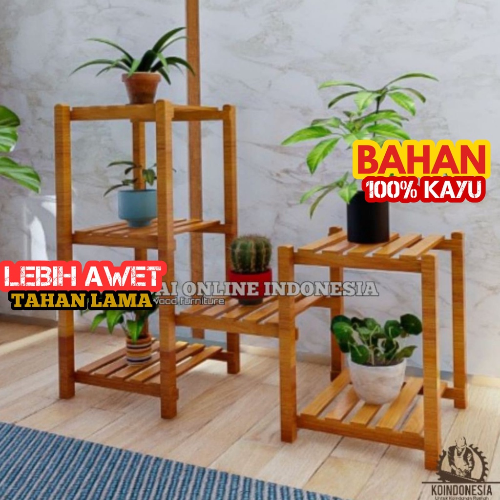 Rak Tanaman Hias Susun kayu Minimalis Rak bunga Dekorasi Dinding Hiasan Taman Modern Murah