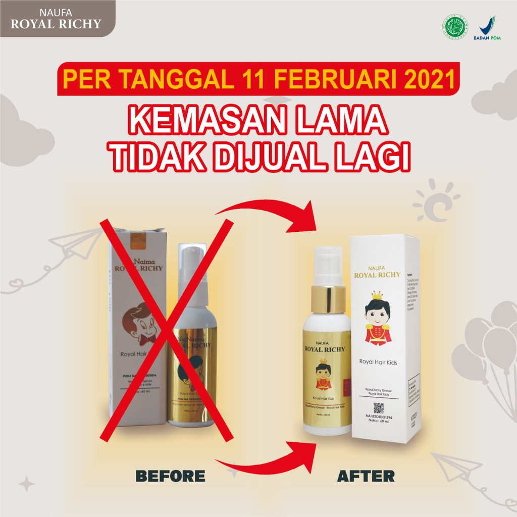 Naufa Royal Richy - Original Serum Multivitamin Minyak Kemiri Penumbuh Penyubur &amp; Penebal Rambut Anak Bayi &amp; Dewasa Isi 60ml