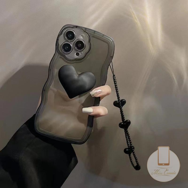 Casing iPhone 11 7 8 6 6s Plus XR 12 13 14 Pro Max 14 Plus 11Pro Max X XS Max Motif Hati Bunga 3D