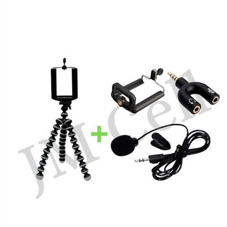 Paket Youtuber Vlogger / Vloger - Youtube Vlog Video - Mic Clip On Tempel Kancing Baju Microphone / Splitter / Tripod S / Ring light