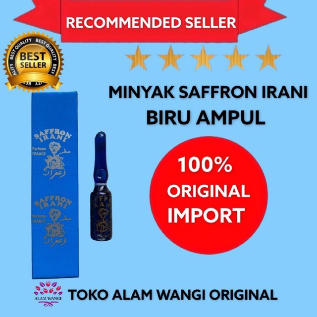 MINYAK WANGI JAFARON ZAFARON SAFFRON IRANI AMPUL KECIL WARNA BIRU