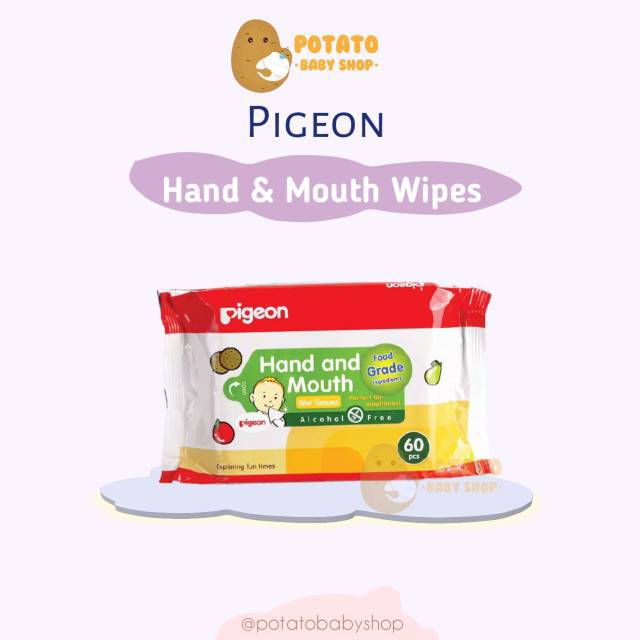 PIGEON Hand and Mouth Wet Tissue - 60 Sheets / Tisu Basah Bayi