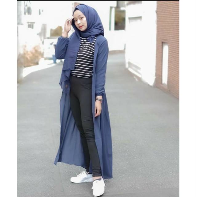 bajuhijab dress muslim Long outer diamont navy