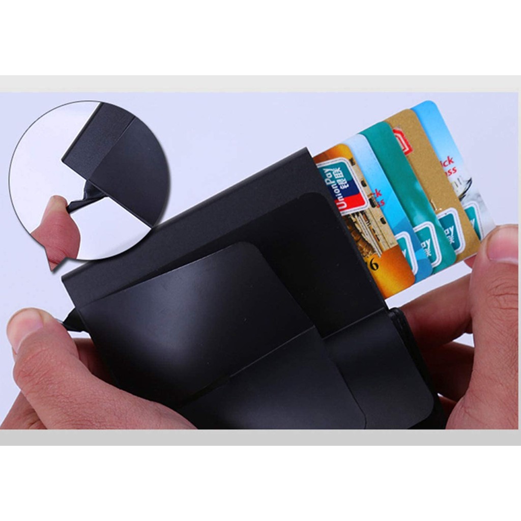 Pop-Up Card Holder Leather Wallet - Dompet Kartu Pria - Muat 8 Kartu