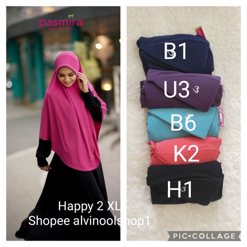 hijab instan happy 2 xl pasmira jersey premium