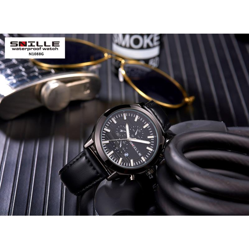 Snille Jam Tangan Kulit Pria Original Asli Anti Air Waterproof 1088