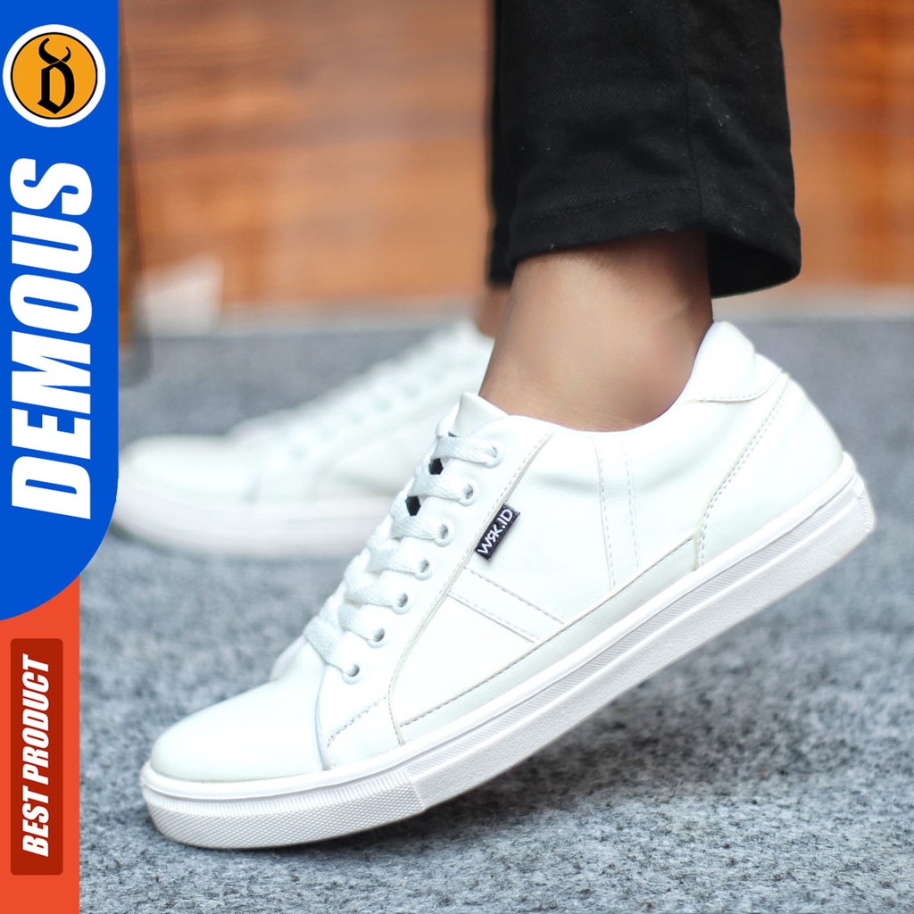 Sepatu Sneakers Pria Sepatu Casual Pria Kulit Pu Sepatu Kerja Kuliah Kondangan Sepatu Hitam Pria DEMOUS GUMO