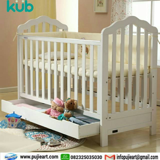 Box Bayi Minimalis Putih, Baby Box Kayu Cat Duco, Tempat Tidur Anak Bayi Murah, Box Bayi Portable