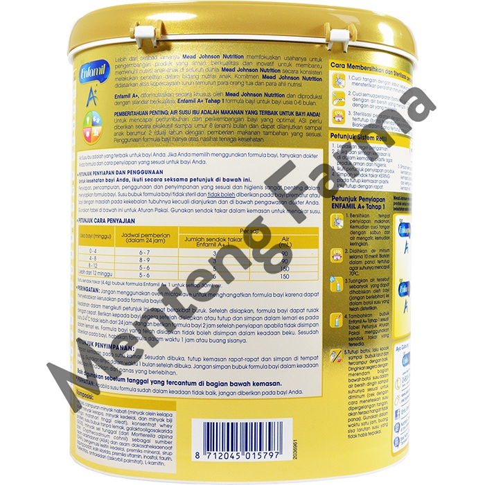 Enfamil A+ Tahap 1 Susu Formula Bayi Plain 800 gr
