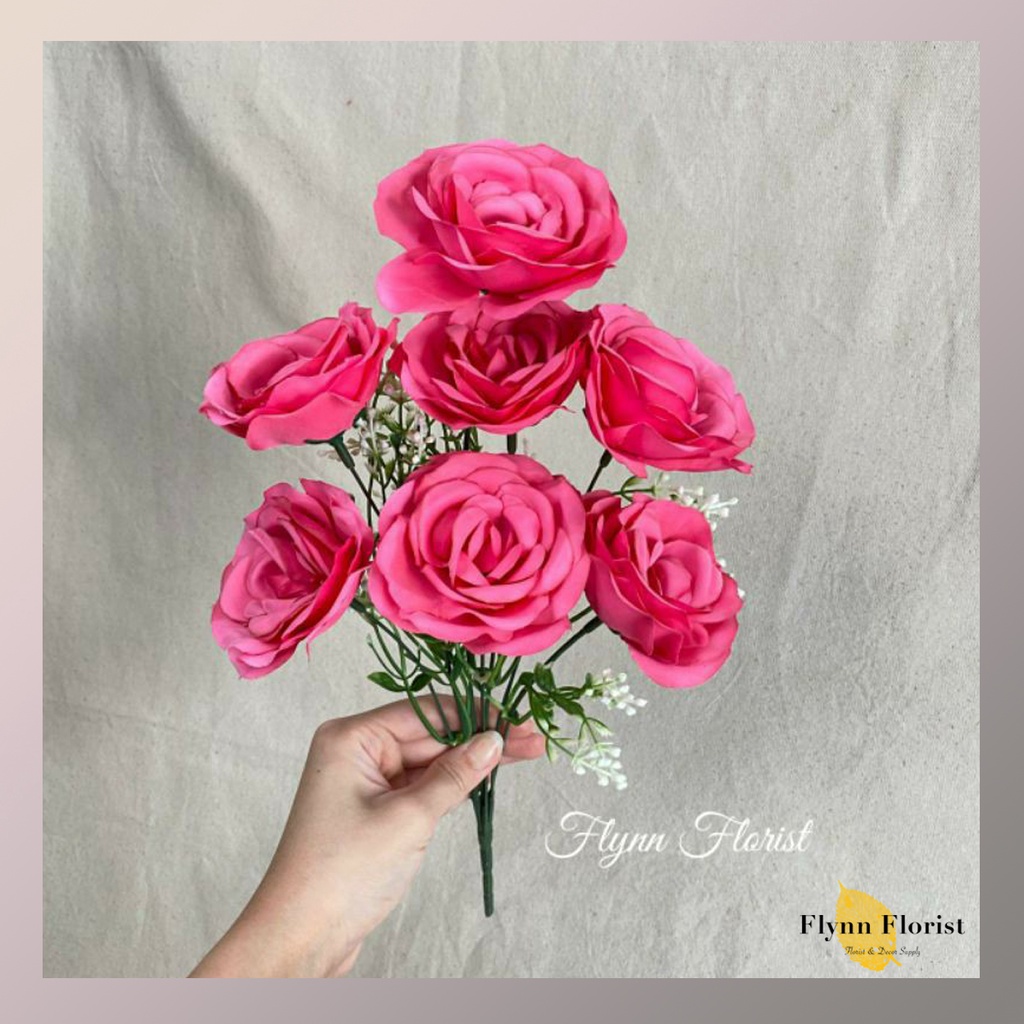 Bunga Mawar Impor Rose Paris Kombinasi x7 (satuan) Bunga Artificial / Bunga Plastik / Bunga Dekorasi-5