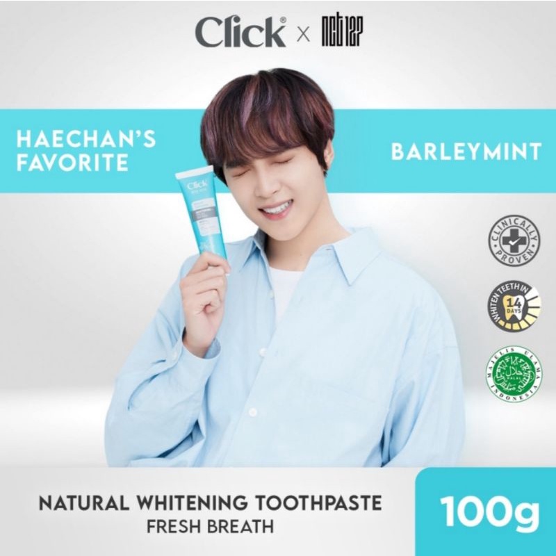 Click Natural Toothpaste Whitening Pasta Gigi Odol BARLEY MINT Fresh Breath