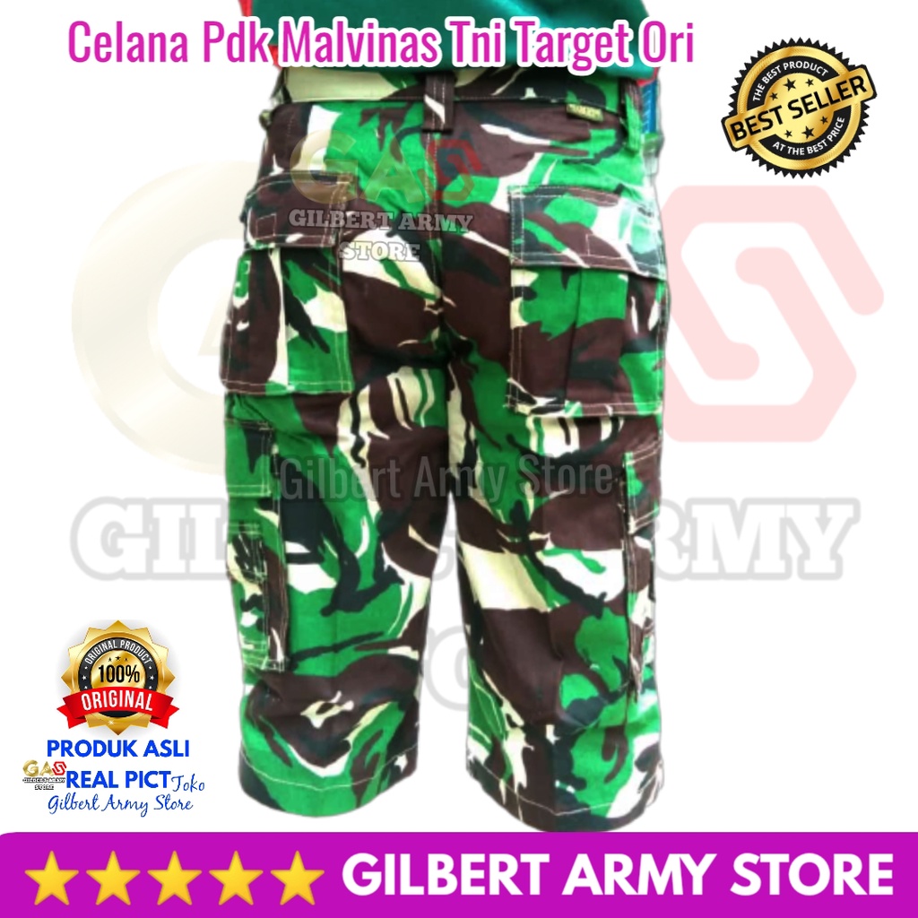 Celana Loreng Target Original Malvinas Tni Cargo Pendek Pria Terbaru GILBERT ARMY STORE size 28-38 Camo Tentara